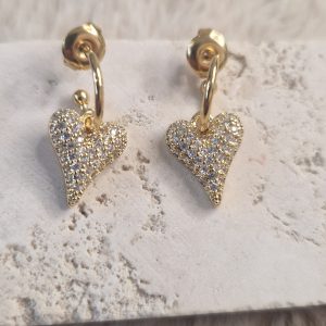 Boucles d'oreilles cœur strass