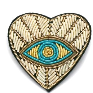 Broche cœur œil Brodé