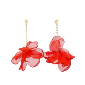 Boucle d'oreille fleurs en tissus